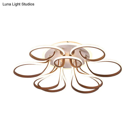 Modern Acrylic Flush Mount Ceiling Light Fixture - Bend Design 9/12 Heads Brown 38.5’/46.5’