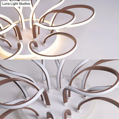 Modern Acrylic Flush Mount Ceiling Light Fixture - Bend Design 9/12 Heads Brown 38.5’/46.5’