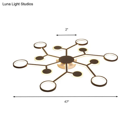 Modern Acrylic Flush Mount Lamp With Starburst Design And 6/8/10 Warm Led Lights In White