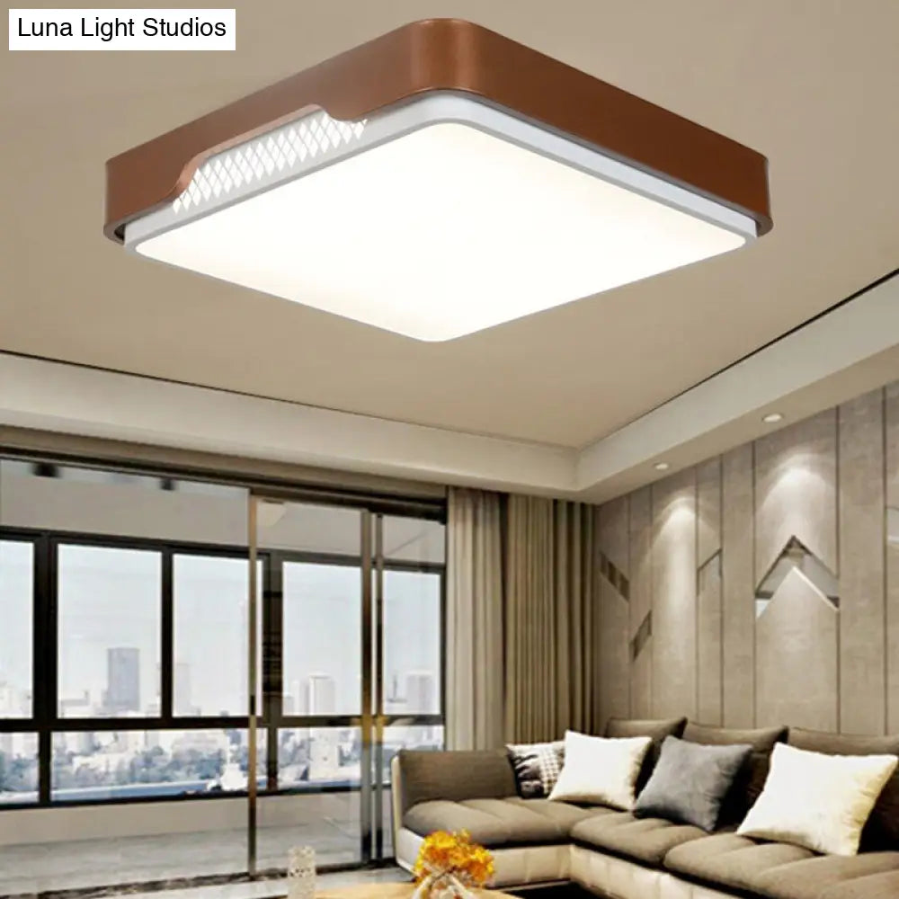 Modern Acrylic Flush Mount Light Fixture - Brown Rectangular 20.5’/36.5’/45’ Warm/White