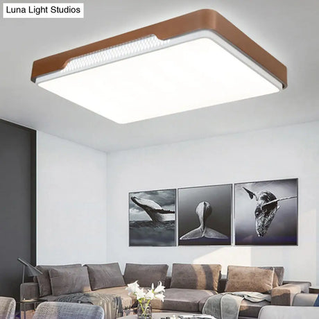 Modern Acrylic Flush Mount Light Fixture - Brown Rectangular 20.5’/36.5’/45’ Warm/White