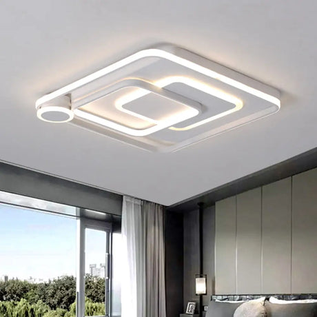 Modern Acrylic Flush Mount Nordic Lamp - Black/White Led Ceiling Light In Warm/White 18’/21.5’
