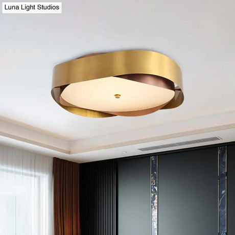 Modern Acrylic Gold Led Ceiling Flush Mount Light With Stainless Steel Frame
