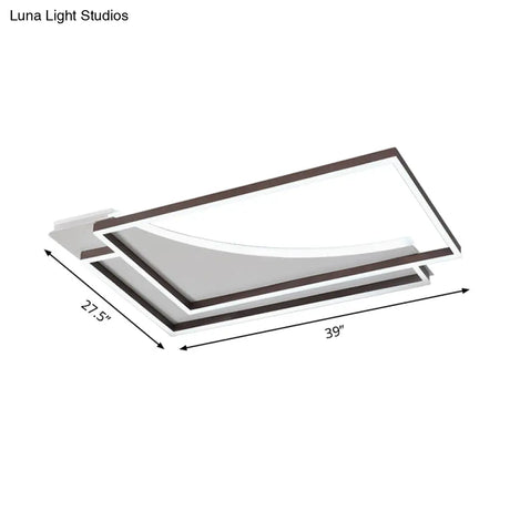 Modern Acrylic Led Ceiling Light In Coffee Brown Flush Mount Lamp With Overlapping Design