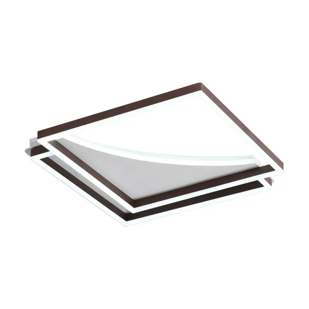 Modern Acrylic Led Ceiling Light In Coffee Brown Flush Mount Lamp With Overlapping Design Warm/White
