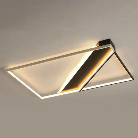Modern Acrylic Led Ceiling Light: Rectangle Lounge Flush Mount In Black & White / 35.5’ Third Gear