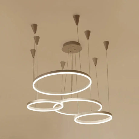 Modern Acrylic Led Chandelier Pendant Light - White Ceiling Fixture In Warm/White/Natural / Warm