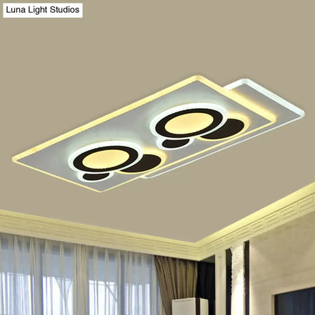 Modern Acrylic Led Flush Light In Black And White Round/Oval/Rectangle Shape - Perfect For Bedrooms