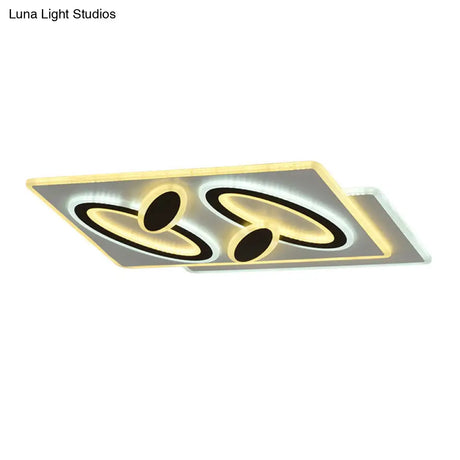 Modern Acrylic Led Flush Light In Black And White Round/Oval/Rectangle Shape - Perfect For Bedrooms