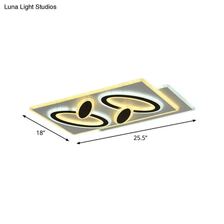 Modern Acrylic Led Flush Light In Black And White Round/Oval/Rectangle Shape - Perfect For Bedrooms