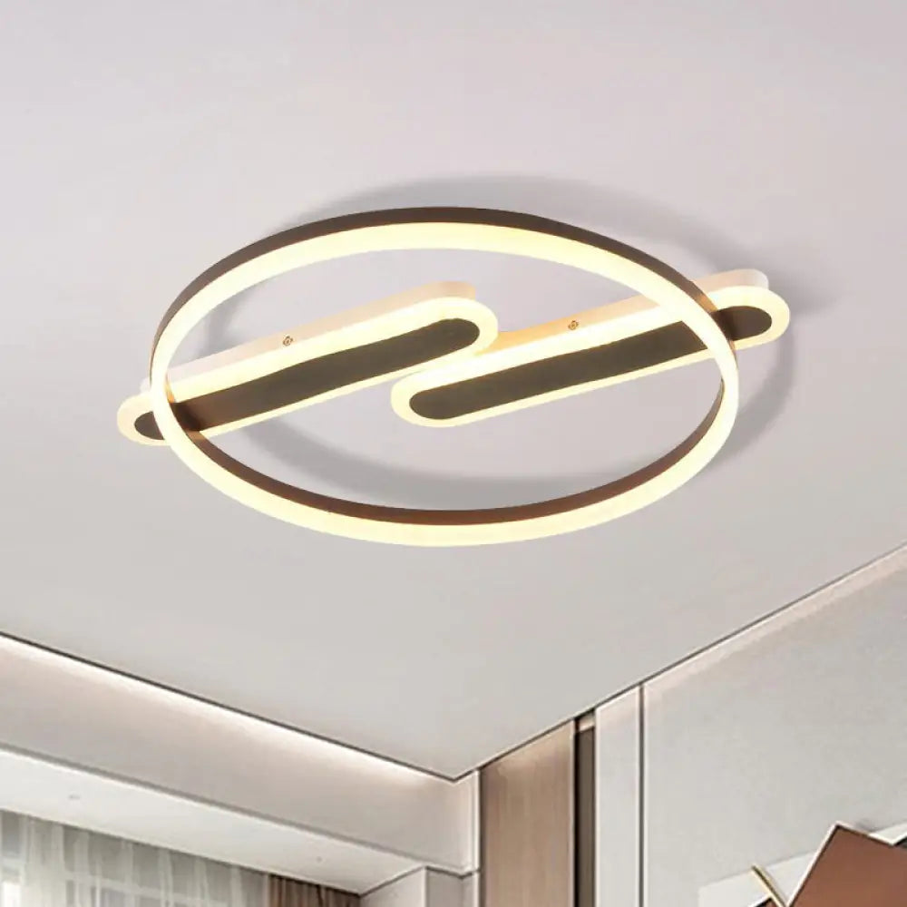 Modern Acrylic Led Flush Light With Black Mount – Dual Canopy Warm/White / Warm