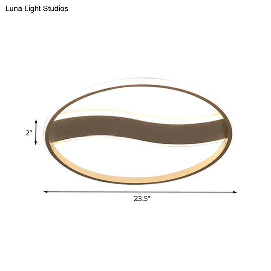 Modern Acrylic Led Flush Mount Fixture - Wave And Ring Design 16’/19.5’/23.5’ Diameter
