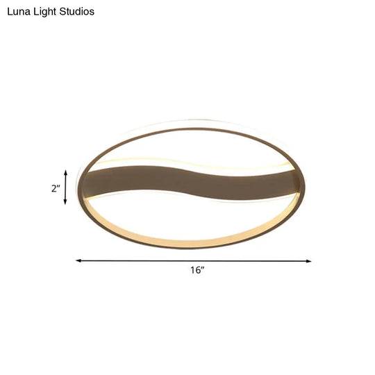Modern Acrylic Led Flush Mount Fixture - Wave And Ring Design 16’/19.5’/23.5’ Diameter