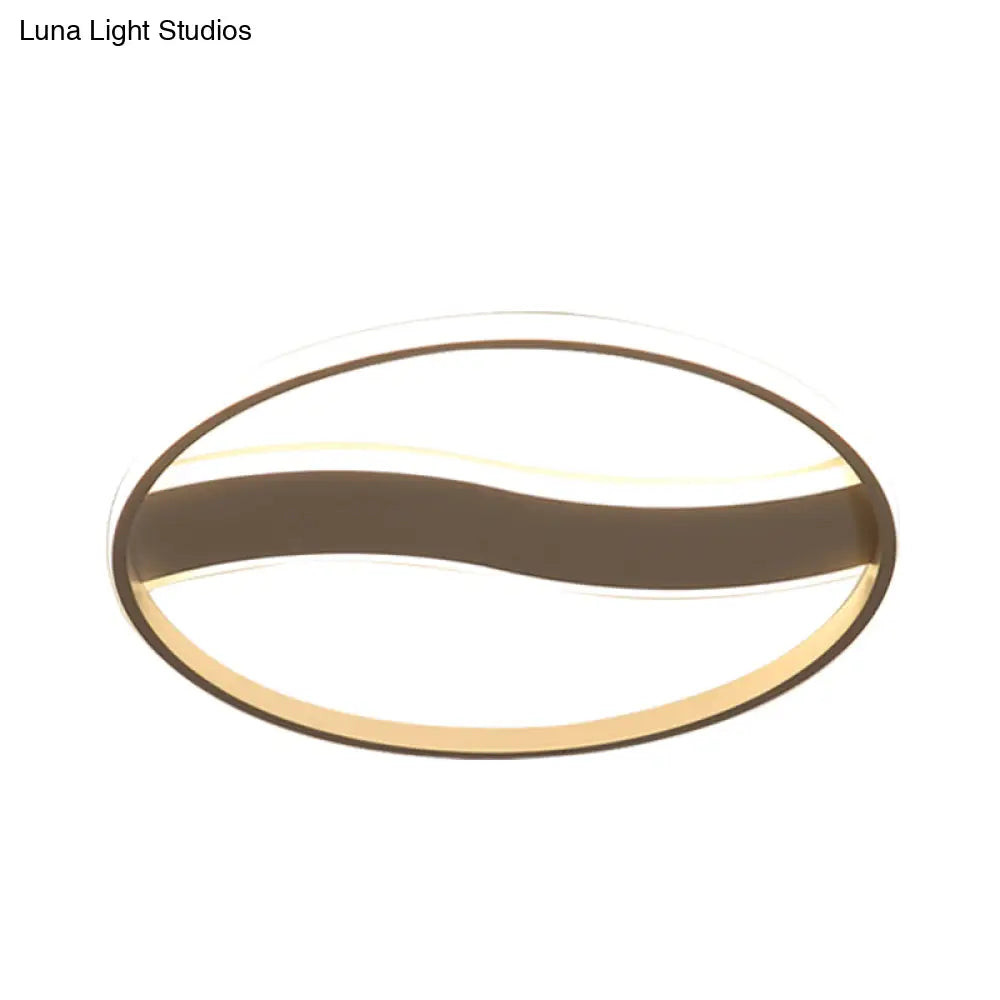 Modern Acrylic Led Flush Mount Fixture - Wave And Ring Design 16’/19.5’/23.5’ Diameter