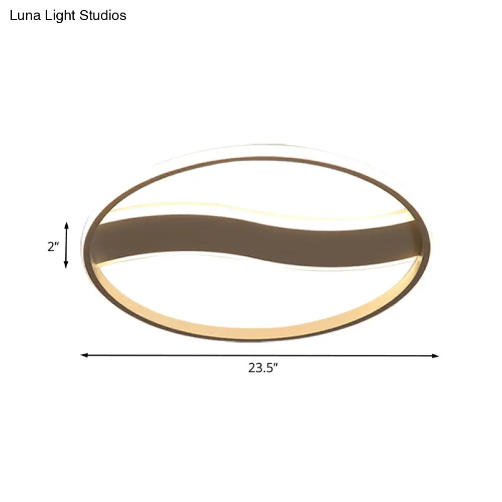Modern Acrylic Led Flush Mount Fixture - Wave And Ring Design 16/19.5/23.5 Diameter White/Warm Light