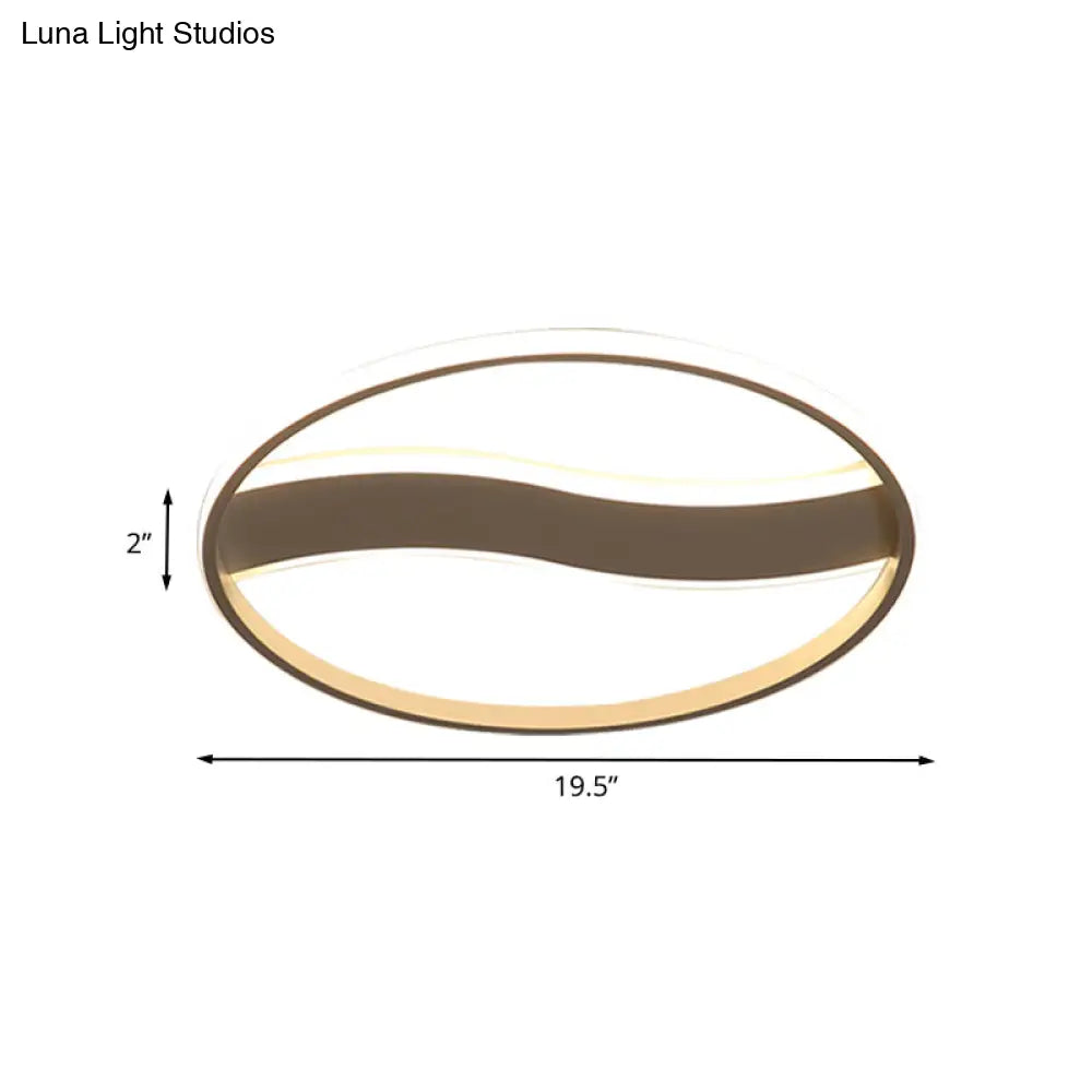 Modern Acrylic Led Flush Mount Fixture - Wave And Ring Design 16/19.5/23.5 Diameter White/Warm Light