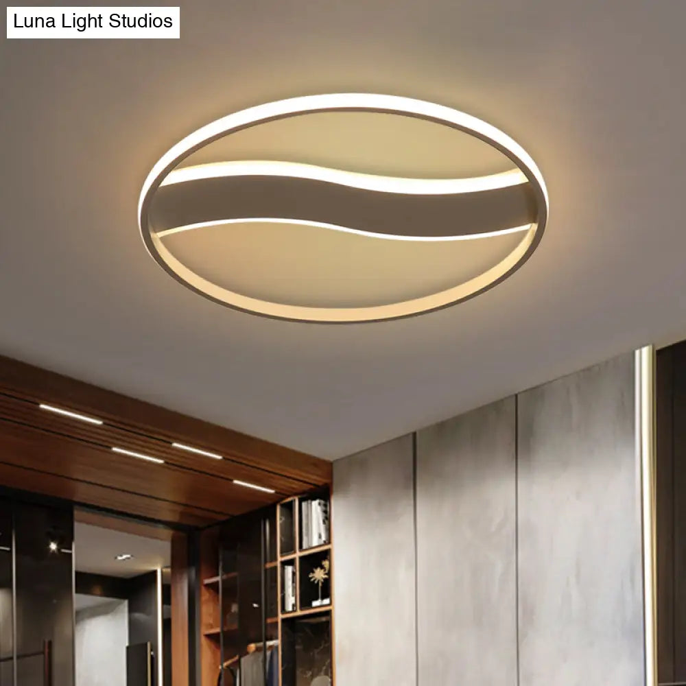 Modern Acrylic Led Flush Mount Fixture - Wave And Ring Design 16’/19.5’/23.5’ Diameter