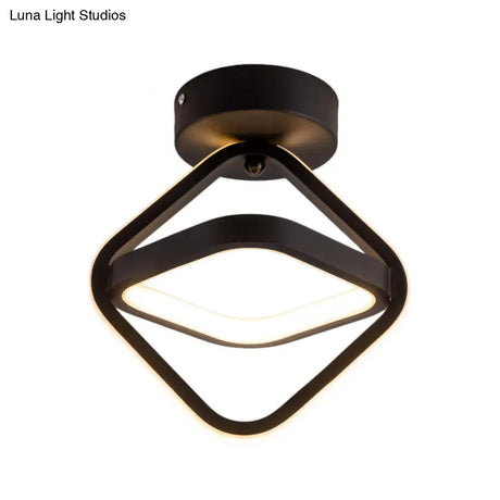 Modern Acrylic Led Flush Mount Light In Black/Gold - Ideal For Corridor Warm/White