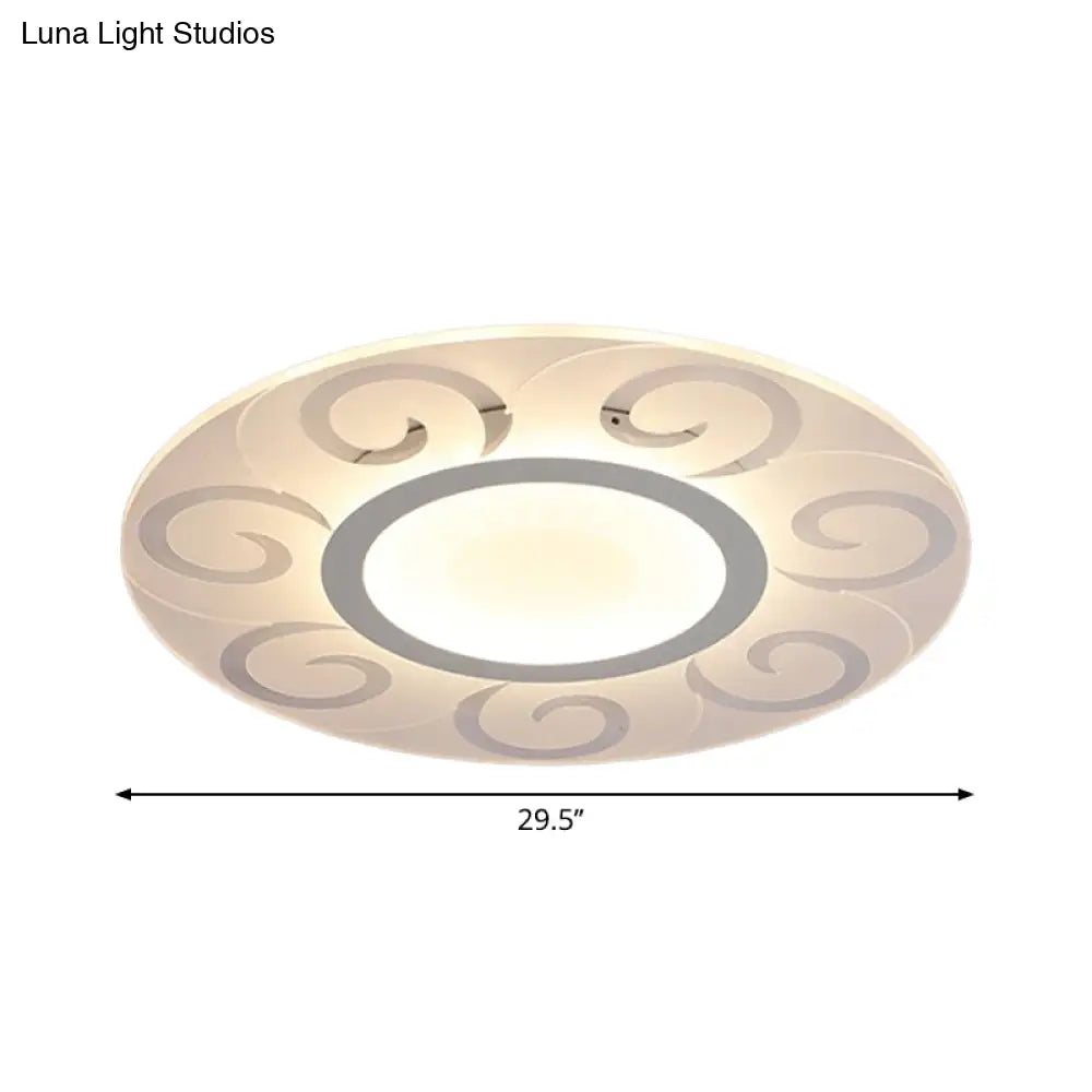 Modern Acrylic Led Flushmount Ceiling Light For Living Room - Ultra Thin Design In Multiple Widths