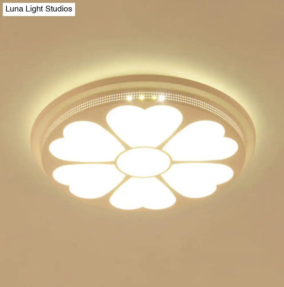 Modern Acrylic Led Flushmount Flower Ceiling Light For Dining Room And Bedroom White / 15 F