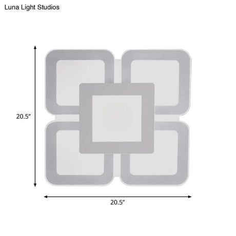 Modern Acrylic Led Flushmount Light In White - Available Various Sizes