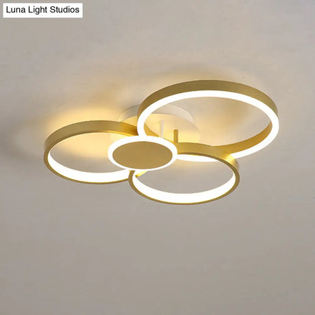 Modern Acrylic Led Gold Ceiling Light Fixture - Semi - Flush Mount Round Shape Warm/White