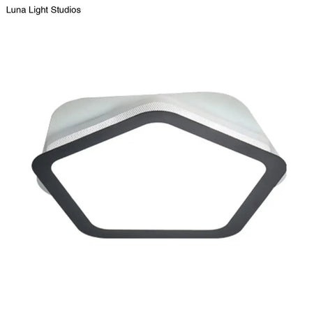 Modern Acrylic Led Pentagon Flush Light For Bedroom - White Or Warm Options