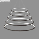 Modern Acrylic Led Ring Chandelier Pendant With 3/4/5 Lights - Black/White/Brown Ceiling Fixture In