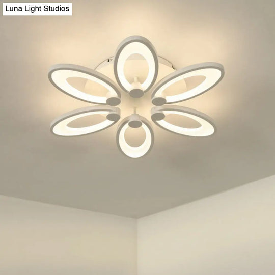 Modern Acrylic Led Semi Flush Mount Ceiling Light - Ideal For Living Room 6 / White