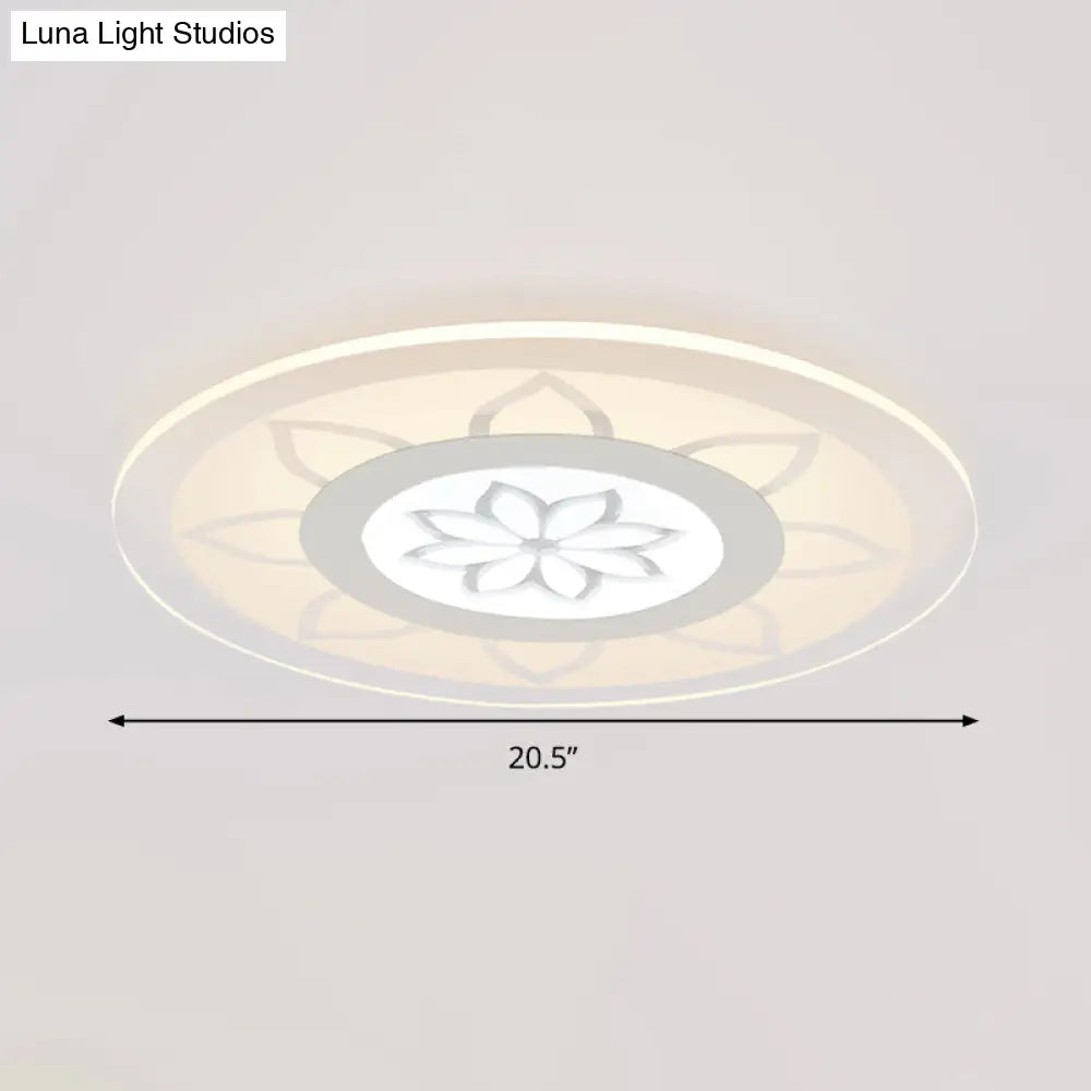 Modern Acrylic Lotus Flush Mount - 16.5’/20.5’ Wide Ceiling Lamp In Warm/White/3 Color Light