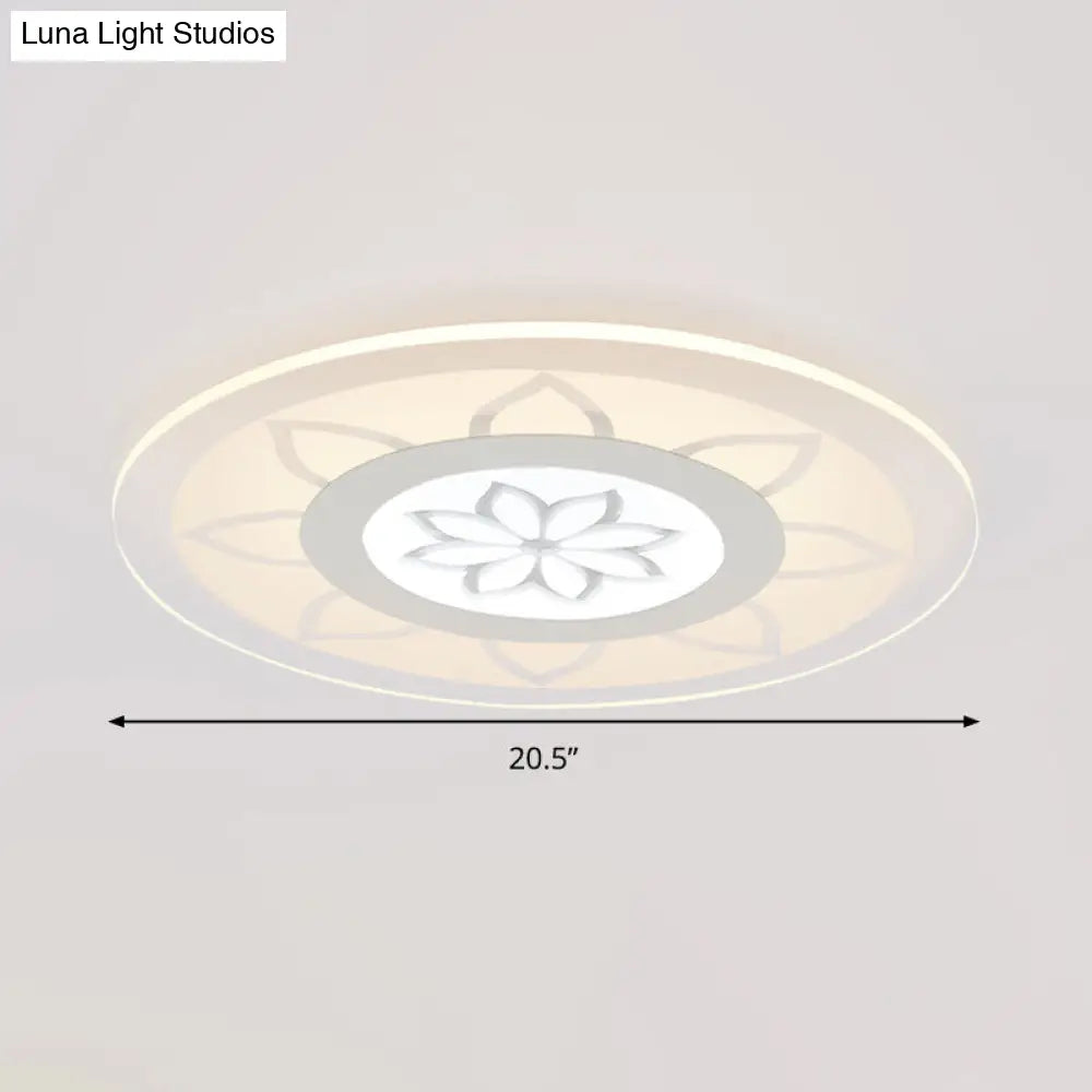 Modern Acrylic Lotus Flush Mount - 16.5/20.5 Wide Ceiling Lamp In Warm/White/3 Color Light For