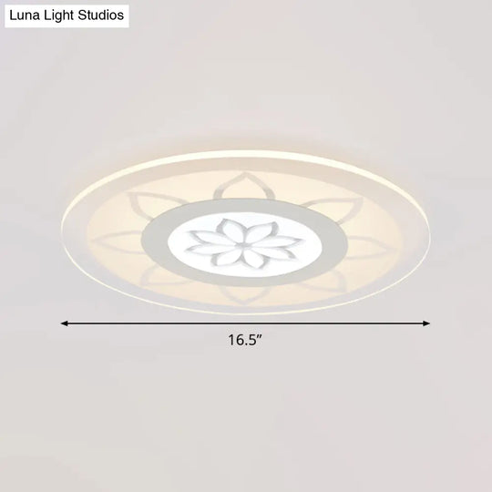 Modern Acrylic Lotus Flush Mount - 16.5’/20.5’ Wide Ceiling Lamp In Warm/White/3 Color Light