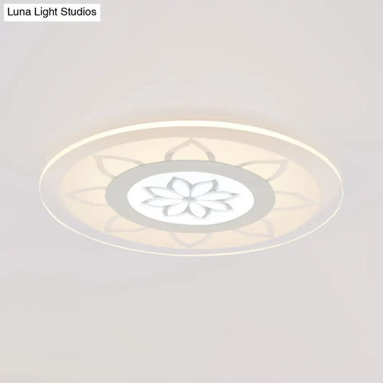 Modern Acrylic Lotus Flush Mount - 16.5/20.5 Wide Ceiling Lamp In Warm/White/3 Color Light For