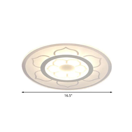 Modern Acrylic Lotus Flush Mount Lamp - Led Ceiling Light (8/16.5/20.5) In Warm Or White