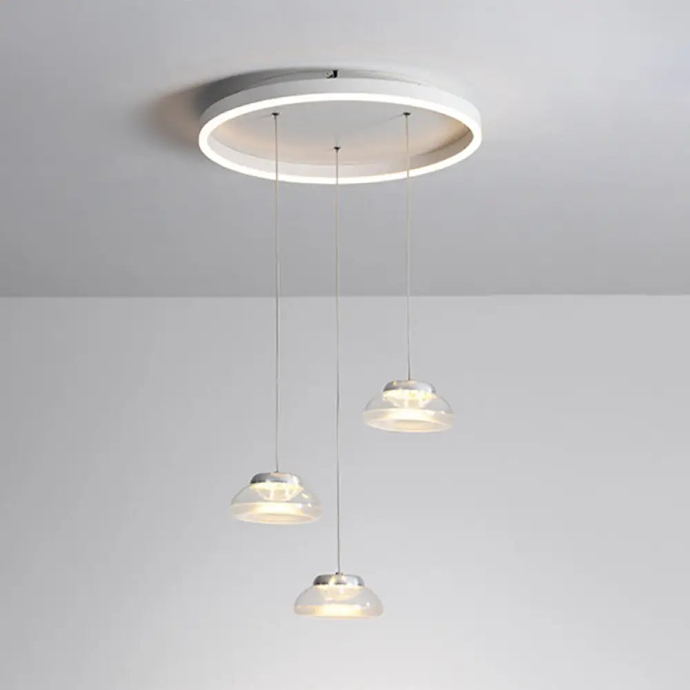 Modern Acrylic Oval Cluster Pendant Light - 3-Light Led Suspension Lamp In White/Warm White /