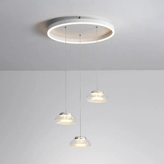 Modern Acrylic Oval Cluster Pendant Light - 3-Light Led Suspension Lamp In White/Warm White /