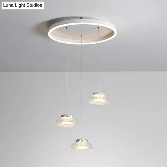 Modern Acrylic Oval Pendant Light - 3-Light Led Suspension Lamp In White/Warm White /