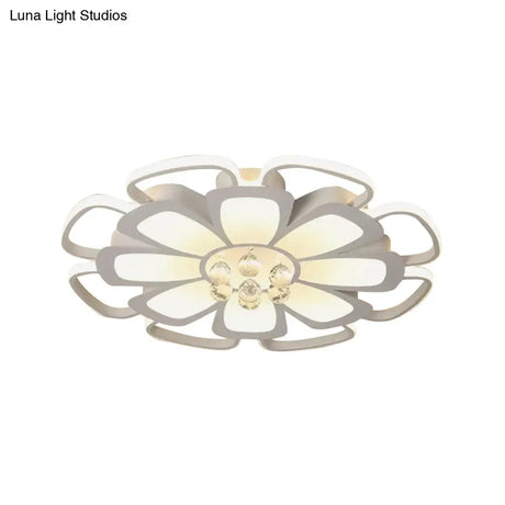 Modern Acrylic Petal Flush Mount Led Ceiling Light - 20.5’/27’ W Warm/White Round Design White