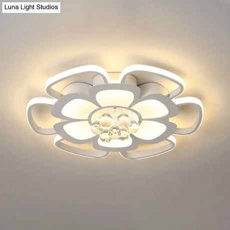 Modern Acrylic Petal Flush Mount Led Ceiling Light - 20.5’/27’ W Warm/White Round Design White