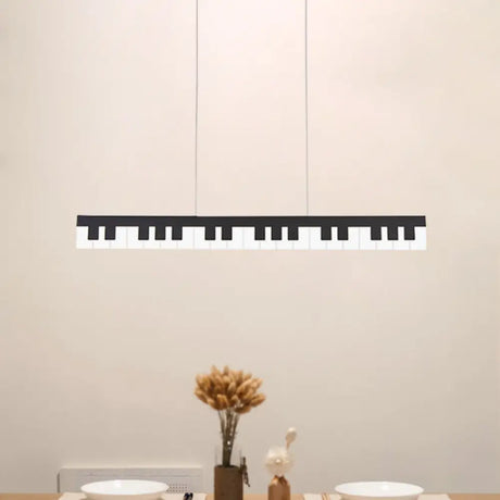 Modern Acrylic Piano Key Chandelier Lamp Fixture Kids Led Ceiling Light - White/Black White/Warm