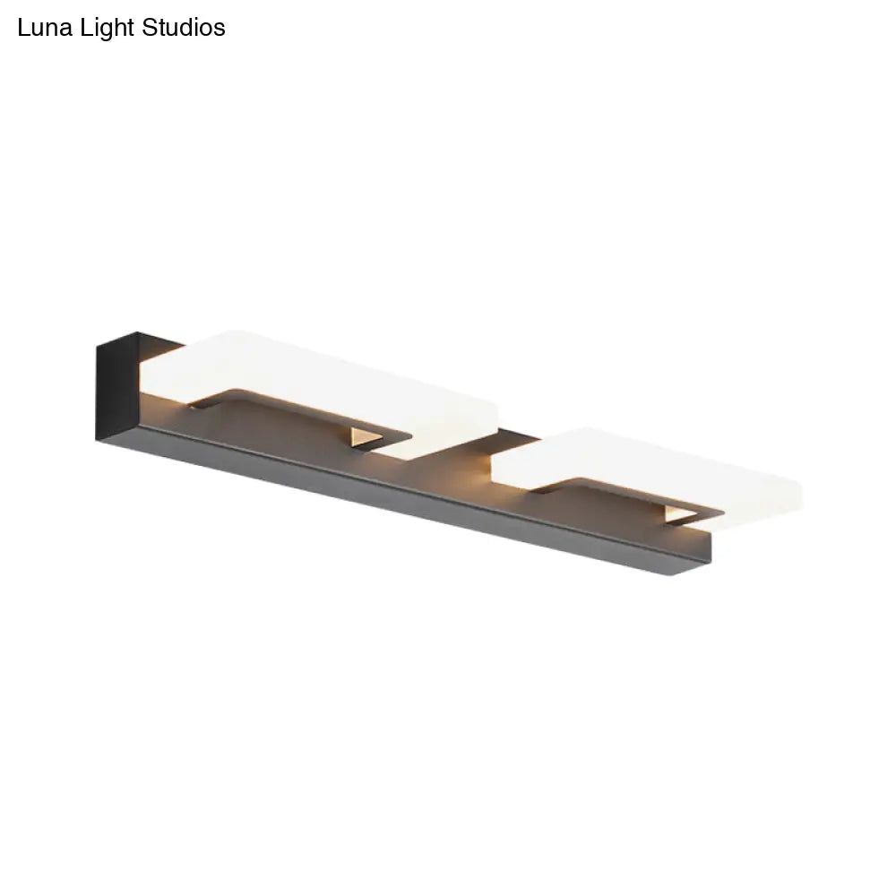 Modern Acrylic Rectangle Vanity Sconce - 2/3 Heads Black Wall Lighting For Bathroom With Warm/White