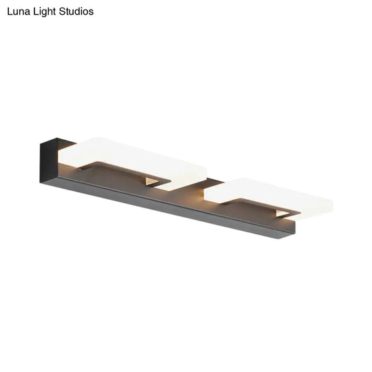 Modern Acrylic Rectangle Vanity Sconce - 2/3 Heads Black Wall Lighting For Bathroom With Warm/White