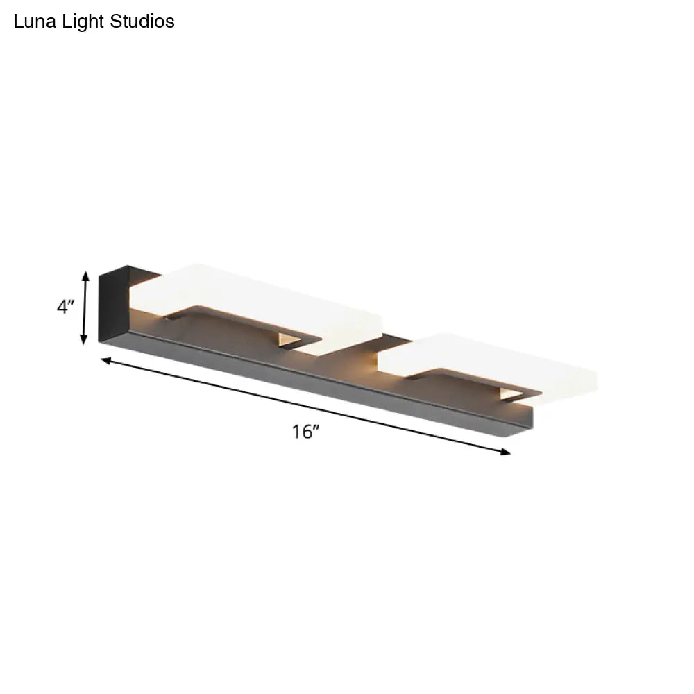Modern Acrylic Rectangle Vanity Sconce - 2/3 Heads Black Wall Lighting For Bathroom With Warm/White