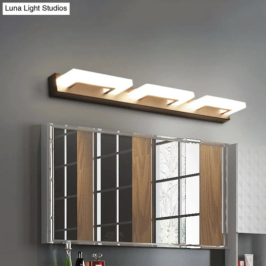 Modern Acrylic Rectangle Vanity Sconce - 2/3 Heads Black Wall Lighting For Bathroom With Warm/White