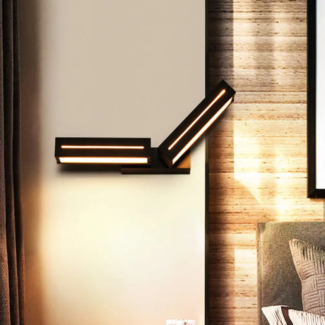 Modern Acrylic Rectangle Wall Mounted Light For Bedroom - Black/White Sconce Black