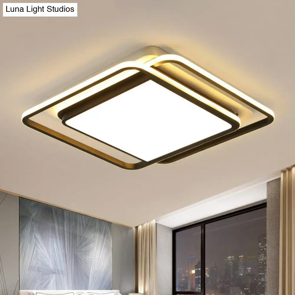 Modern Acrylic Rhombus Flush Light In Black & White: Led Ceiling Fixture Black-White / 16.5 Third