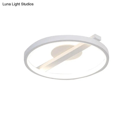 Modern Acrylic Ring Flush Mount Ceiling Light In Black/White/Blue For Living Room - Warm/White