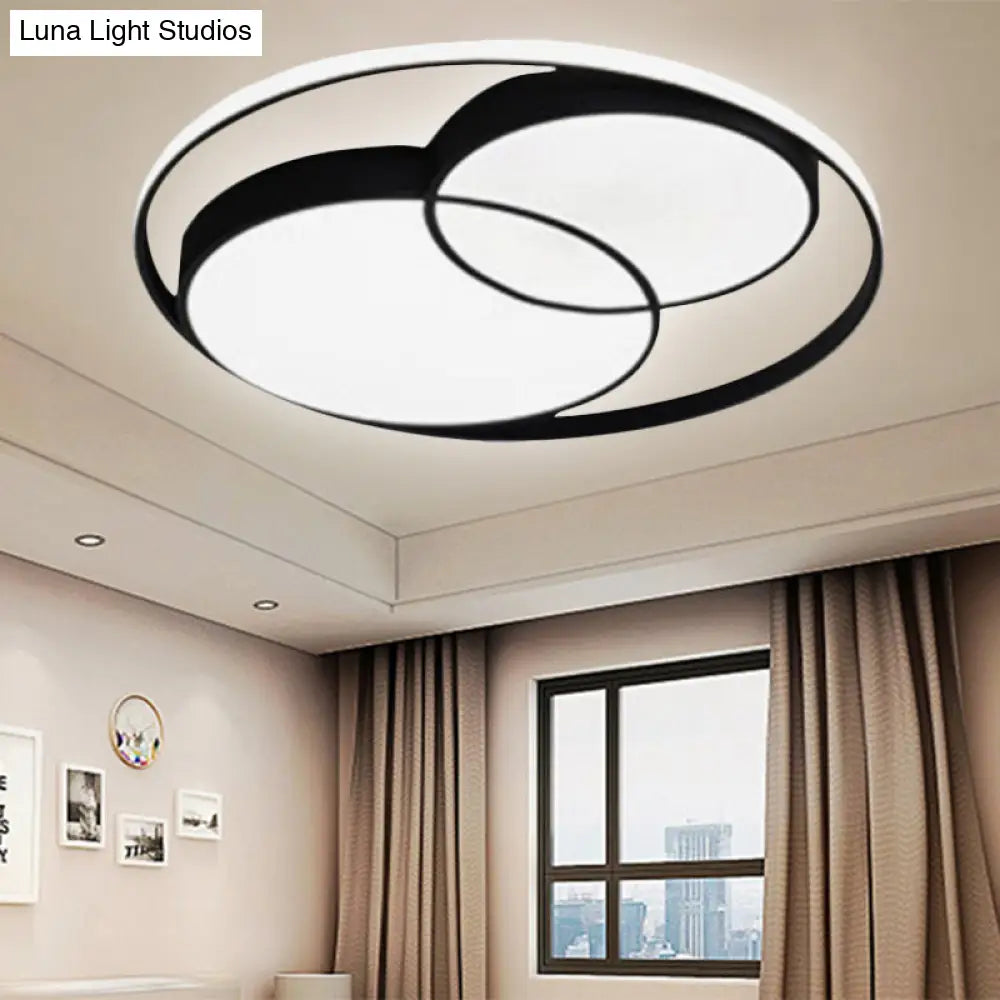 Modern Acrylic Snowman Ceiling Light - Stylish Flush Mount For Study Room & Kitchen Black / 16.5