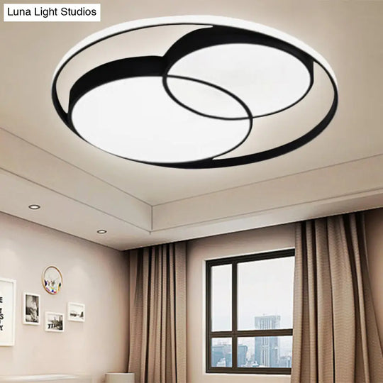 Modern Acrylic Snowman Ceiling Light - Stylish Flush Mount For Study Room & Kitchen Black / 16.5