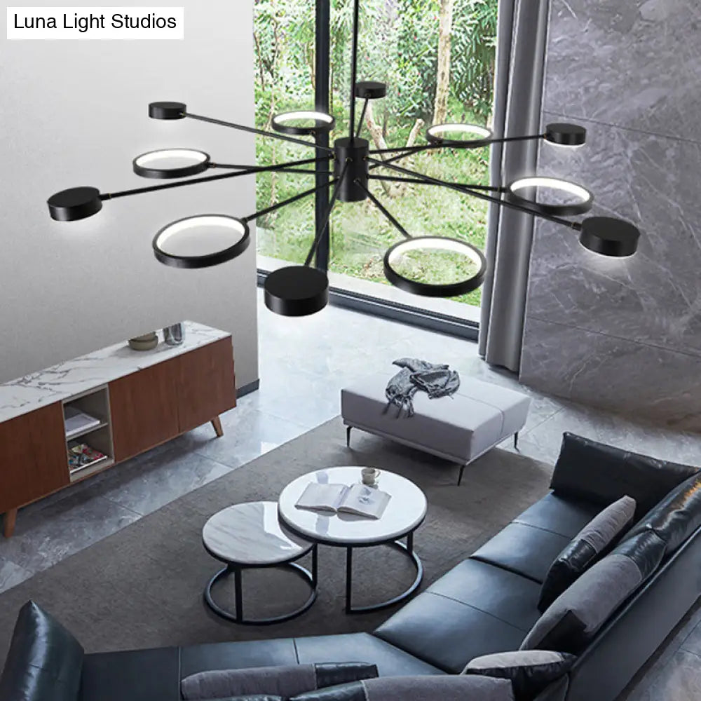 Modern Acrylic Sputnik Chandelier Pendant Light: Black Led Hanging Lamp Fixture With 6/8/10 Lights